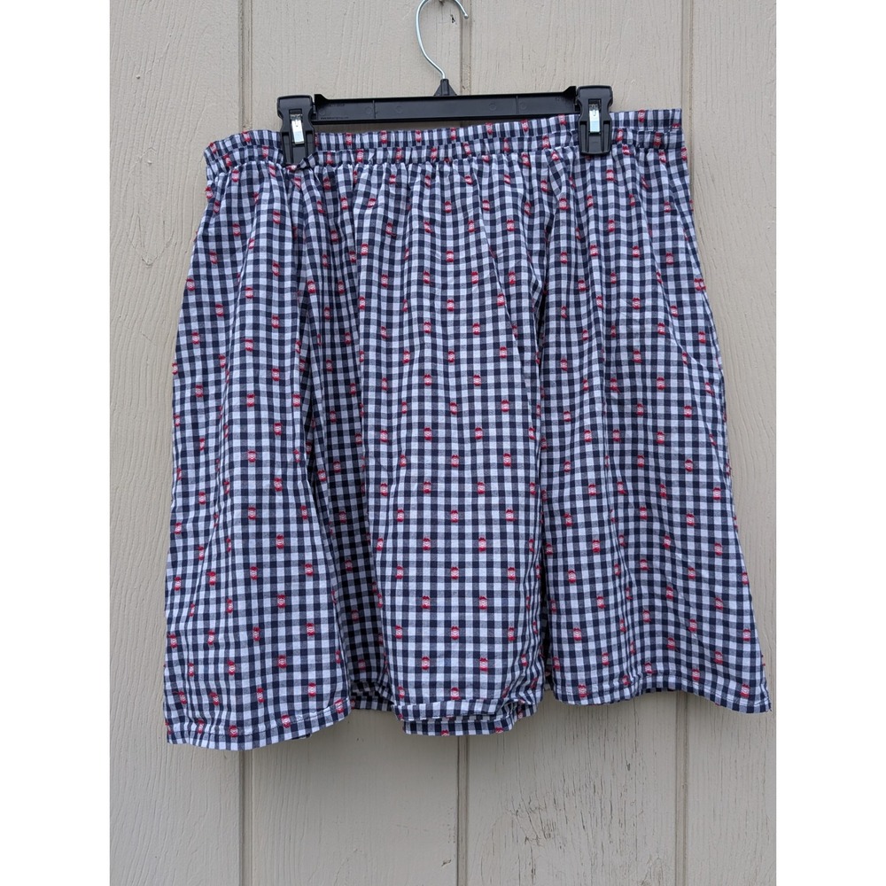 Maeve Navy & White Gingham Mini Skirt with Red Dot Accents